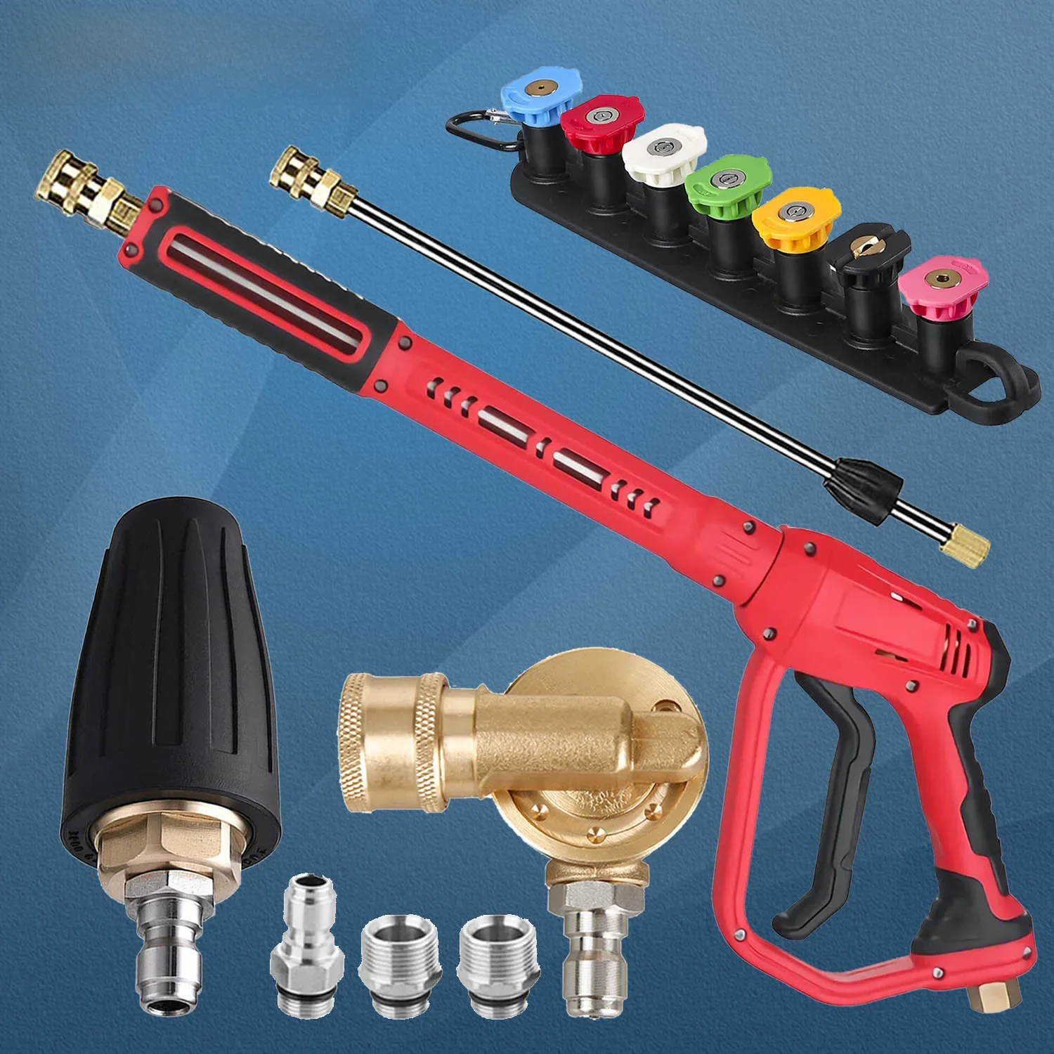36 "In 4000 PSI Hogedrukreiniger Pistool Verlengstuk Nozzles Schuimlans 3 in 1 M22 14 15 mm 3/8 In Snelkoppeling Autoreiniger Kit - afbeelding 2