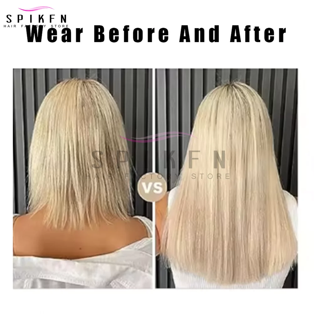 12-24인치 인모 테이프 익스텐션, 심리스 내추럴 스트레이트, 20개/팩, 30g 테이프, 금발, 간편 착용