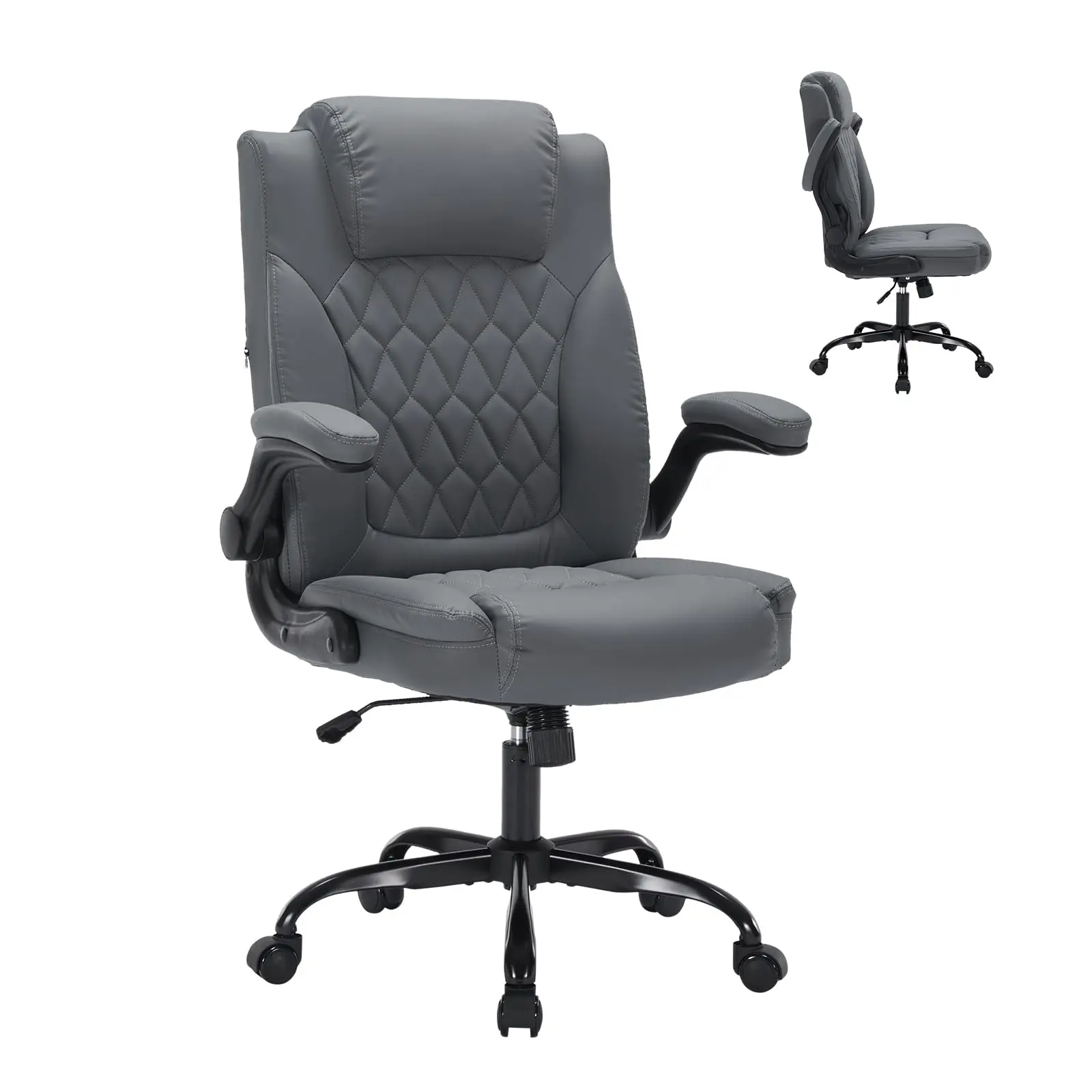 Ergonomischer Bürostuhl, Gaming-Stuhl mit hoher Belastbarkeit bis 159 kg, Lendenwirbelstütze und hochklappbaren Armlehnen
