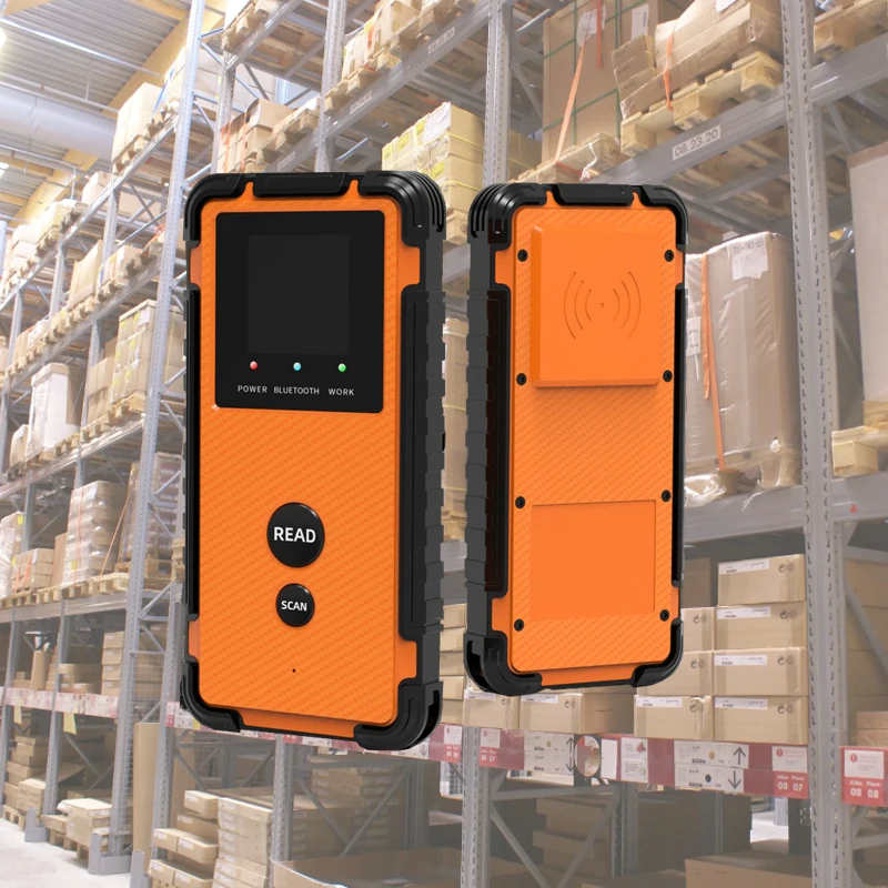 Lettore UHF portatile arancione nero ISO18000-6C/EPC C1G2 tipo-c IP65 Lungo raggio fino a 20 m USB/inventario bluetooth Lettore RFID UHF