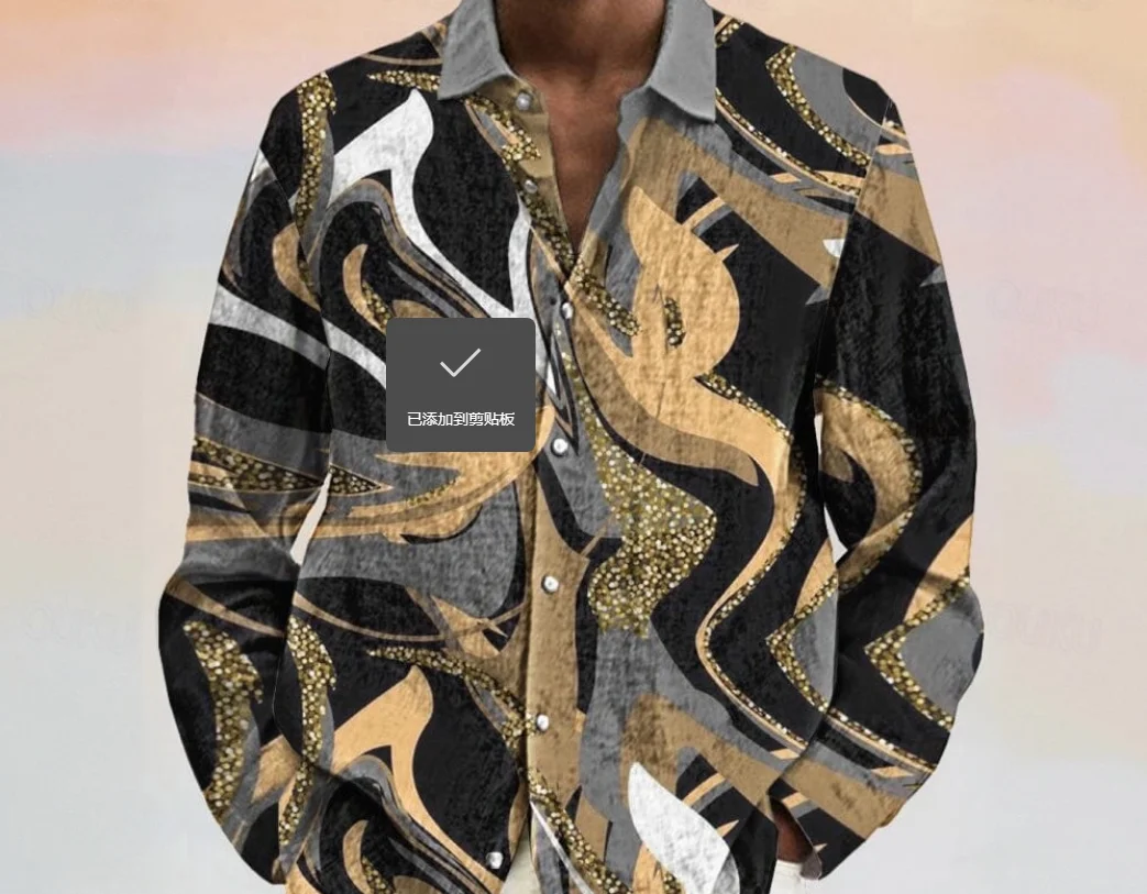 Spring and Autumn Men's Colorful Long sleeved Shirt Button Casual Carnival Daily Wear Carnival Autumn and Winter Polo Printed Bu