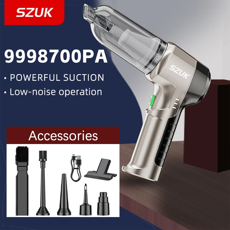 SZUK 9998700PA ハンドヘルド掃除機 ミニ ワイヤレス掃除機 ポータブル コードレス 車用掃除機 Type-c 大容量バッテリー 充電式掃除機 家庭用 車と家庭用掃除機