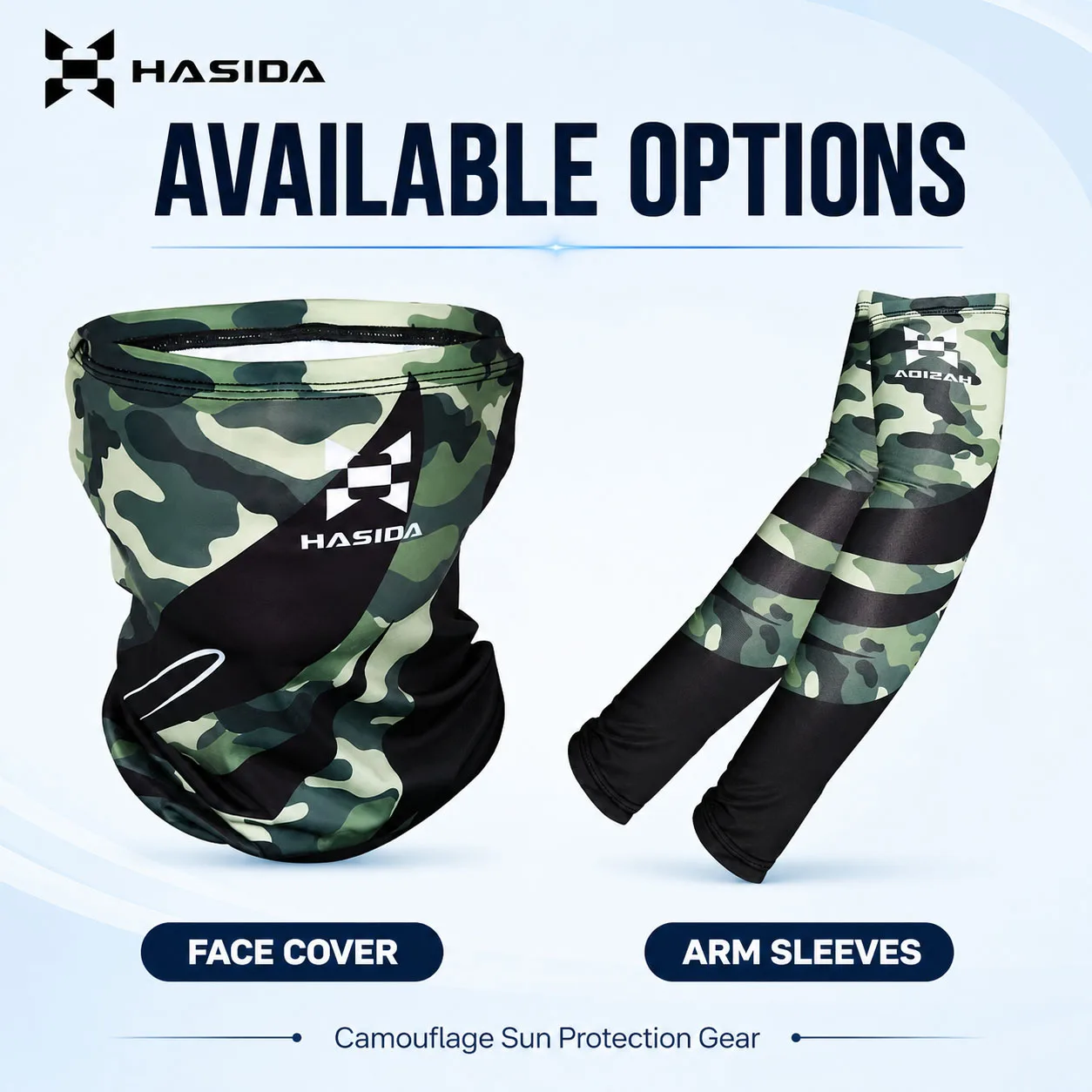 HASIDA 1PC Camouflage Color Breathable Light&Comfortable Cool Feeling Sunscreen Summer Fishing Face Towel&ICE SLEEVE view 2