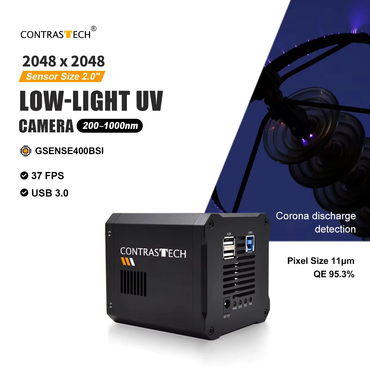 4MP UV-Visible Fluorescence Imaging Camera 2048x2048 37fps USB3.0 GSENSE400BSI for Biological Medical Art RestorationCONTRASTECH