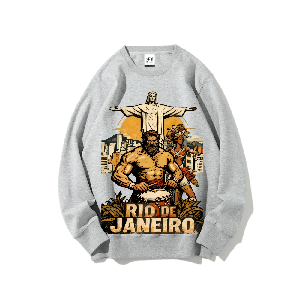 

Толстовка с рисунком Рио-де-Жанейро в стиле ретро, утепленный зимний теплый эстетический уличный пуловер с длинными рукавами и ярким культурным узором