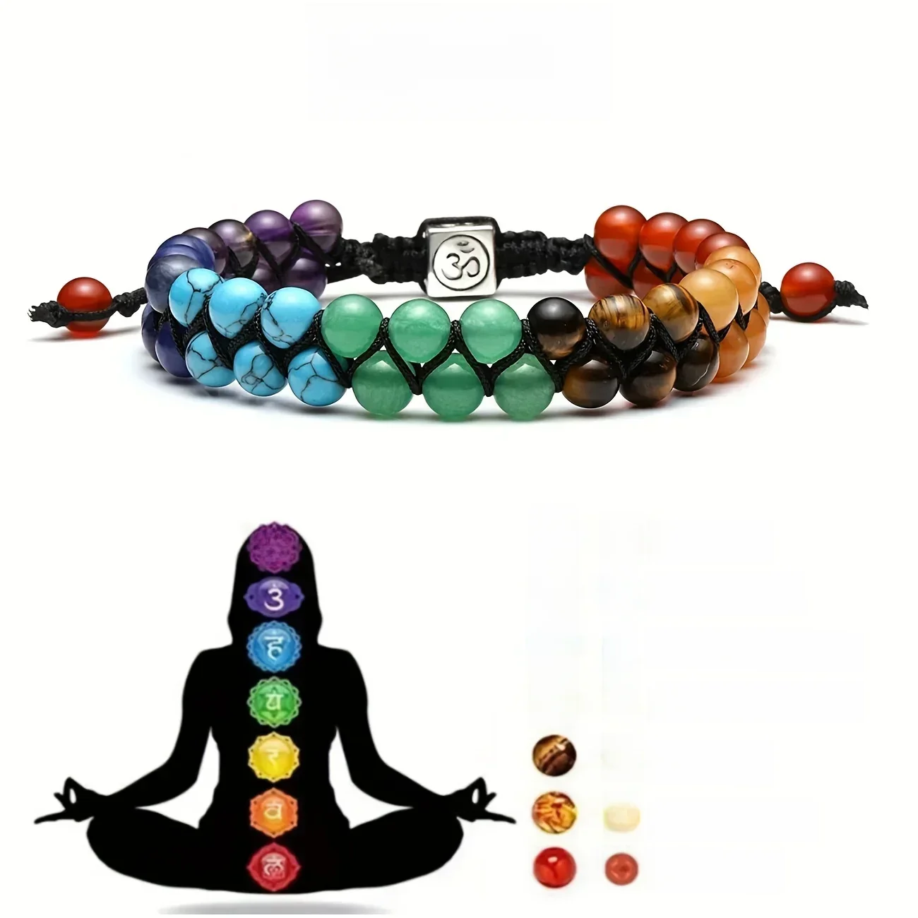 Bracelet de Perles Réglables en Clip pour Homme et Femme, Traitement des 7 Chakras, Pierre de Yoga, Méditation, Relaxation, Anlande, Rapide, Nouveau