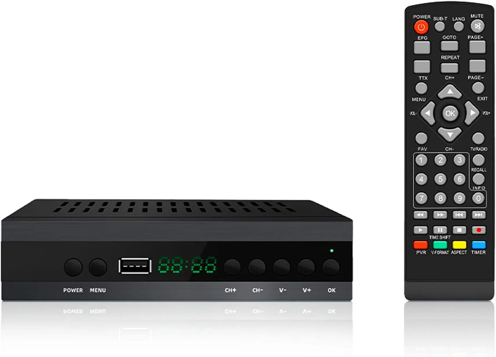 TDT HD decoder new model 2024 TDT HD tuner TDT HD receiver DVB-T2 decoder HD 1080P H265 HEVC Main 10 bit include USB/Dolby/PVR/Multimedia functions