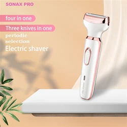 Trimmer for female intimate hair, groin pubic hair, armpits, feet, and genital area. Shaver for female hair removal on all areas