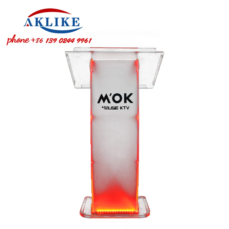 2024 Modern Acrylic Pulpit Led Light Podium Standing Clear Lectern Church Speaker Platform  Rostrum Free Shipping