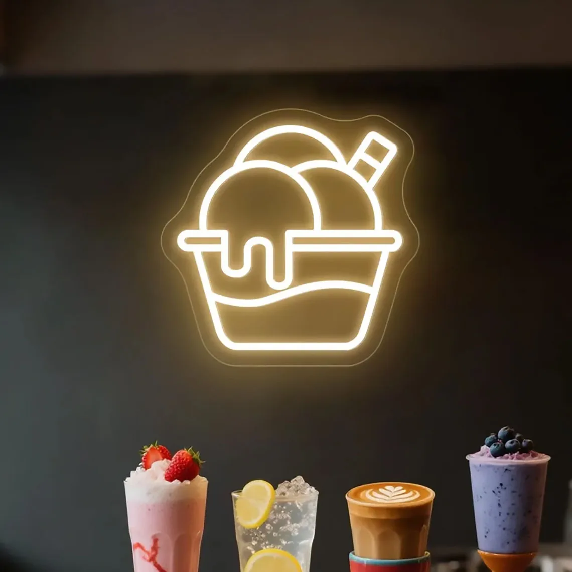 Ice Cream Neon Sign Ice Cream Shop Decor Cafe Wall Art