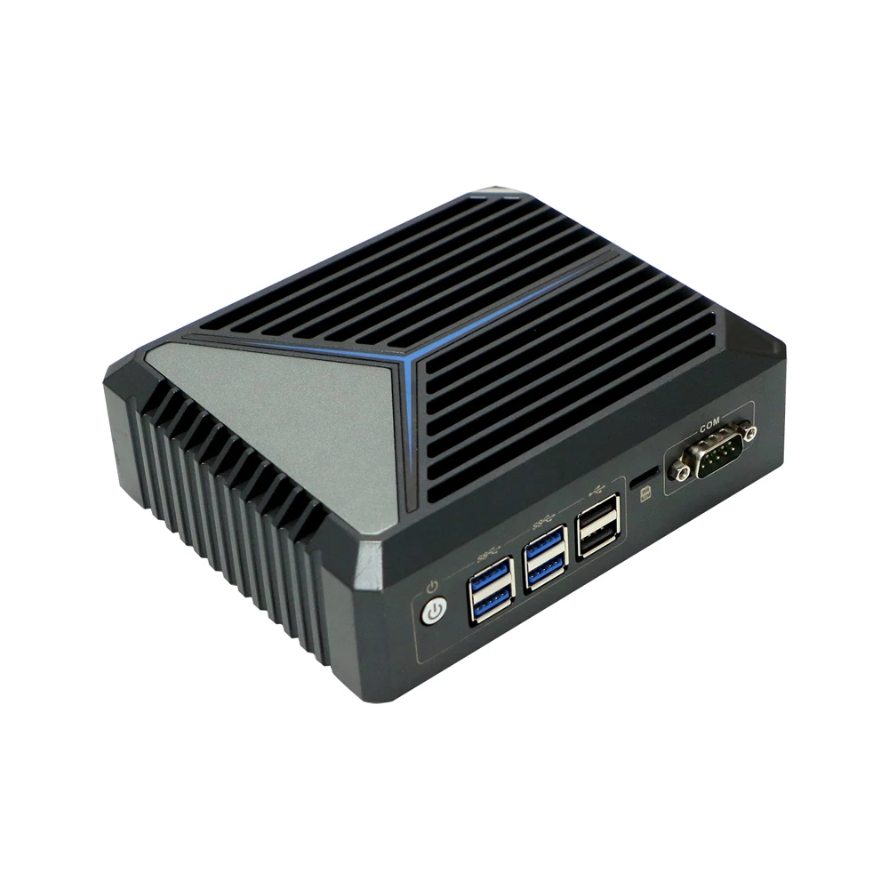 HUNSN Fanless Mini PC,Industrial Computer,Windows 11/Linux Ubuntu,TPM2.0,J6412,BX09,2LAN,2HDMI,COM,SIM Slot,8USB,WOL,Watchdog