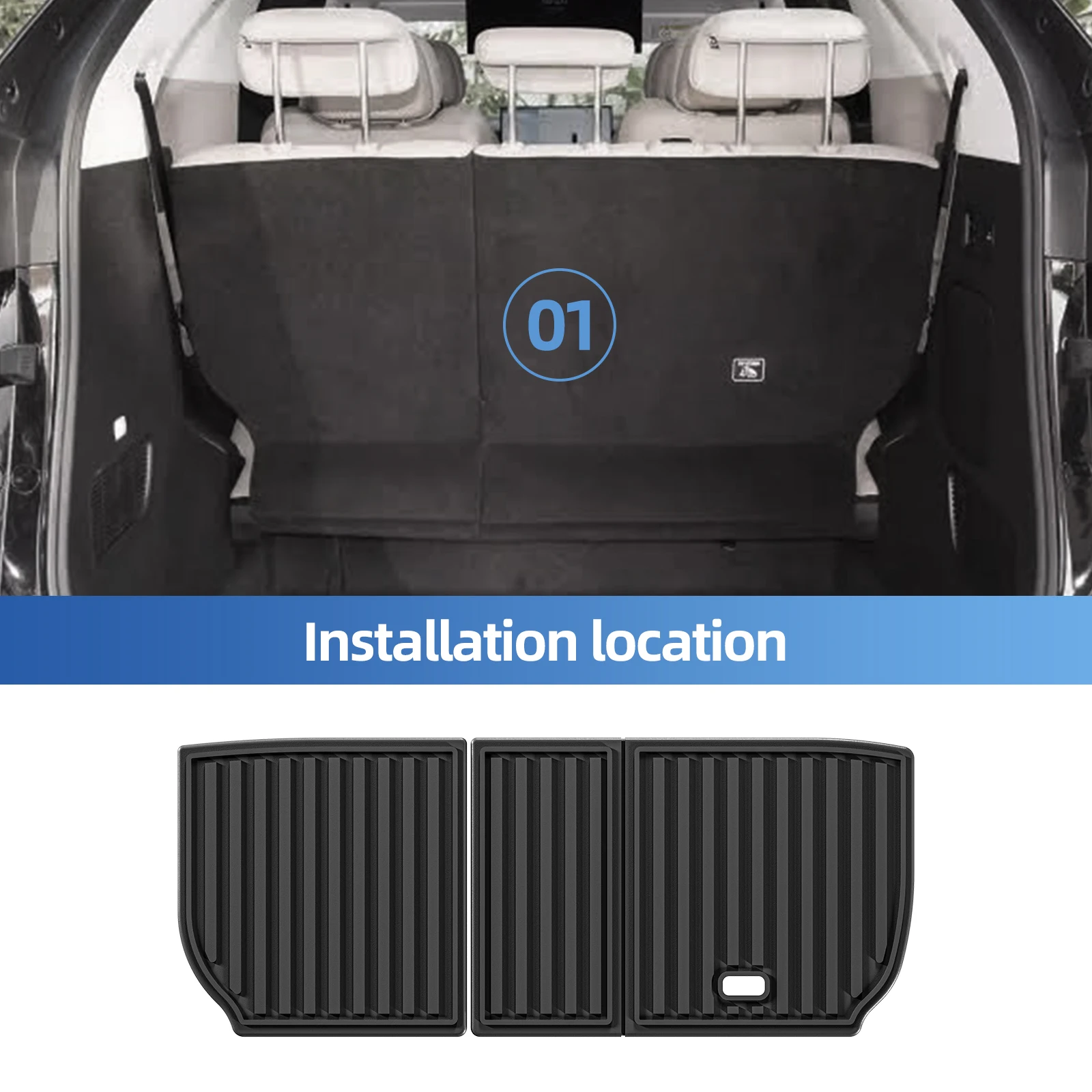 Smabee Left Drive for XPeng X9 2023‑2025 7Seater Car All Weather Floor Mats Cargo Liner Trunk Pad TPE Interior Accessories Black view 4