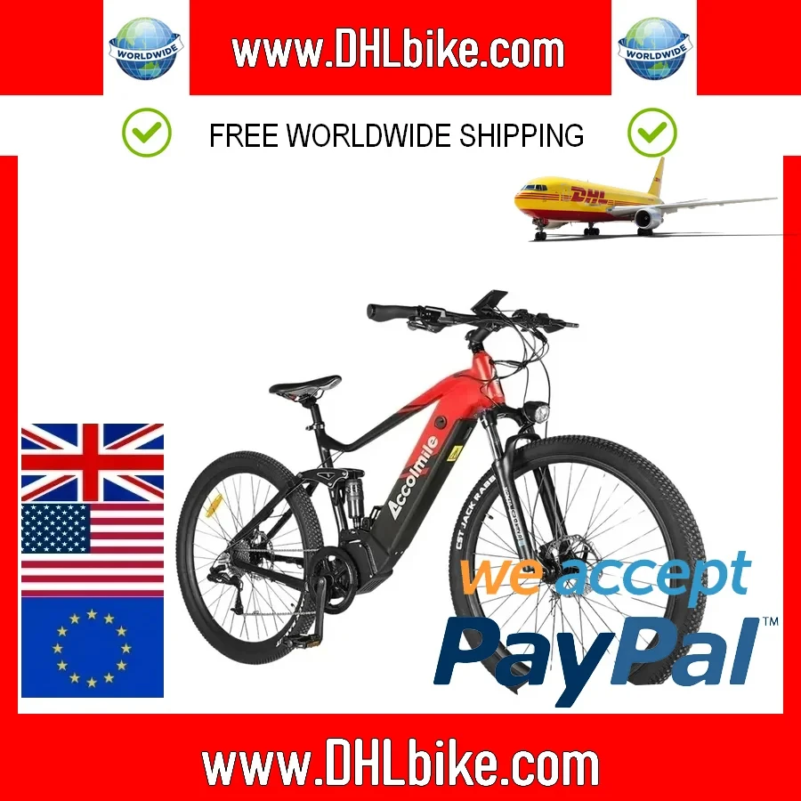 2024 Accolmile Electric Mountain Bike Powerful eMTB 48V 250W 750W Bafang Mid Motor With Intube 13Ah 17.5Ah Battery Max Speed 60K