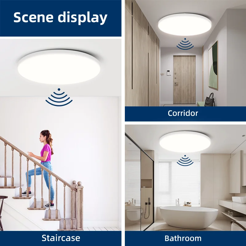 人感センサー付き防水IP65 LEDレーダーセンサーライト 20W 30W 廊下通路誘導LEDシーリングライト 220V