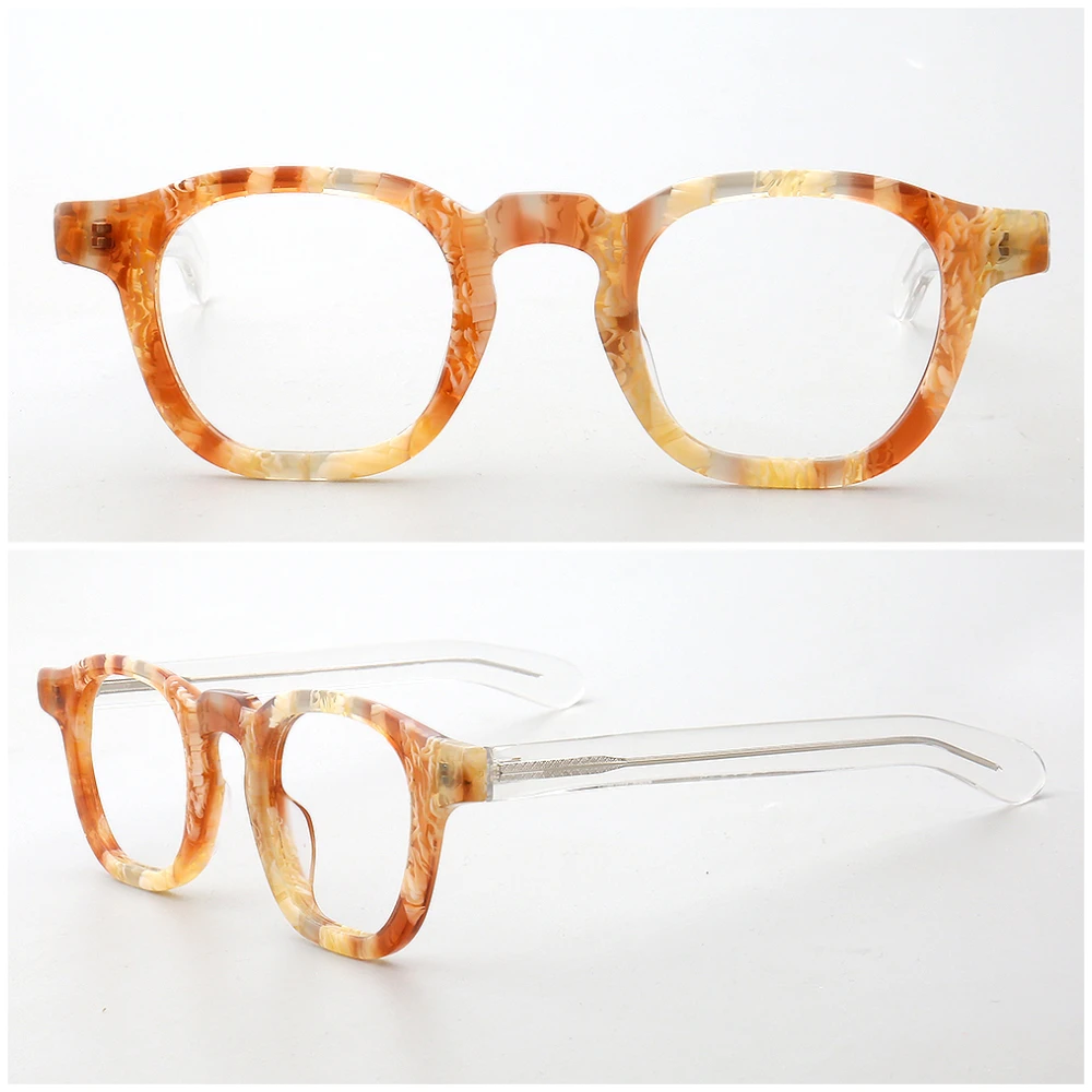 

Vintage Men Square Optical Eyeglass Frames Women Classic Glasses Frames Prescription Yellow Eyewear Clear Stylish Spectacles