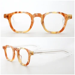 Vintage Men Square Optical Eyeglass Frames Women Classic Glasses Frames Prescription Yellow Eyewear Clear Stylish Spectacles