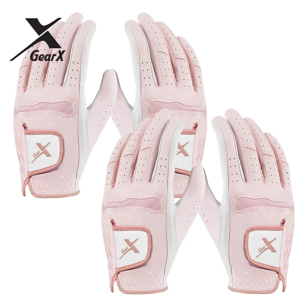 Gear X golf gloves half-skin women two-handed wearing pink 2 sets