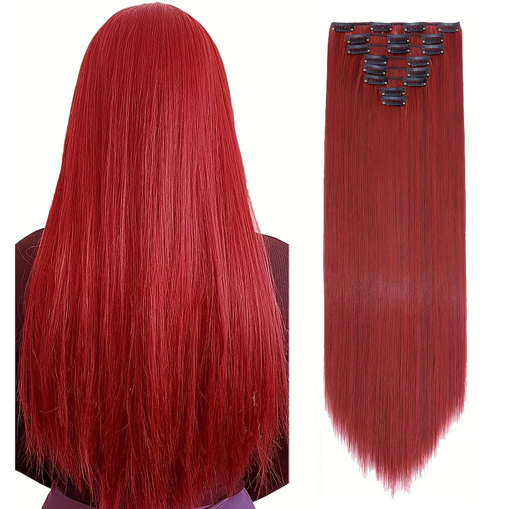 

Красный цвет, прямые заколки для наращивания человеческих волос, 12-26 дюймов, 100% заколка для человеческих волос Remy, 110 г, 8 шт./компл., полная голова для женщин