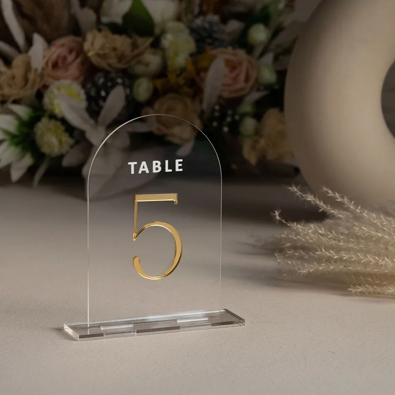 Frosted Arch Acrylic Table Numbers Custom Frosted Acrylic Sign Wedding Table Decor Wedding Signage Gold Table Numbers