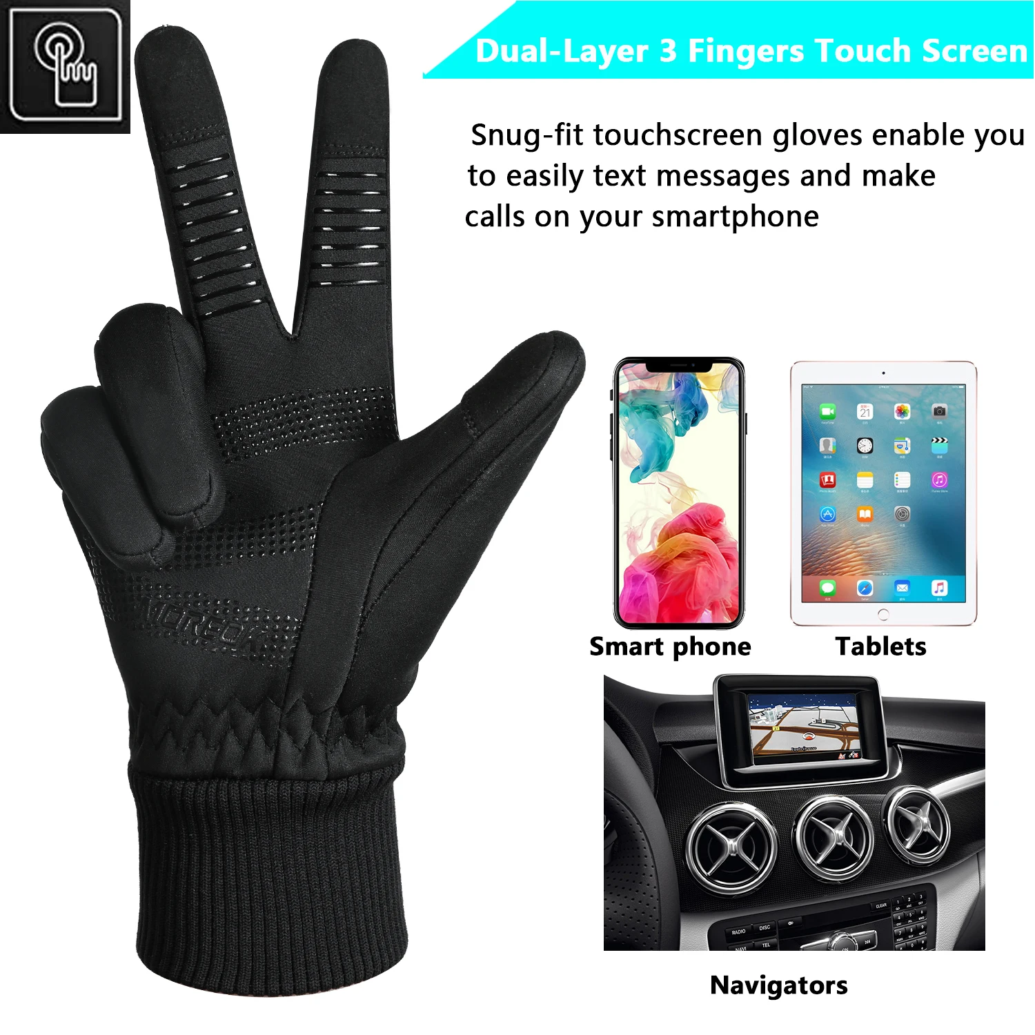 MOREOK-Guantes Térmicos de forro Polar para hombres, guantes cálidos para pantalla táctil, antideslizantes para conducir, montar, correr, ciclismo,