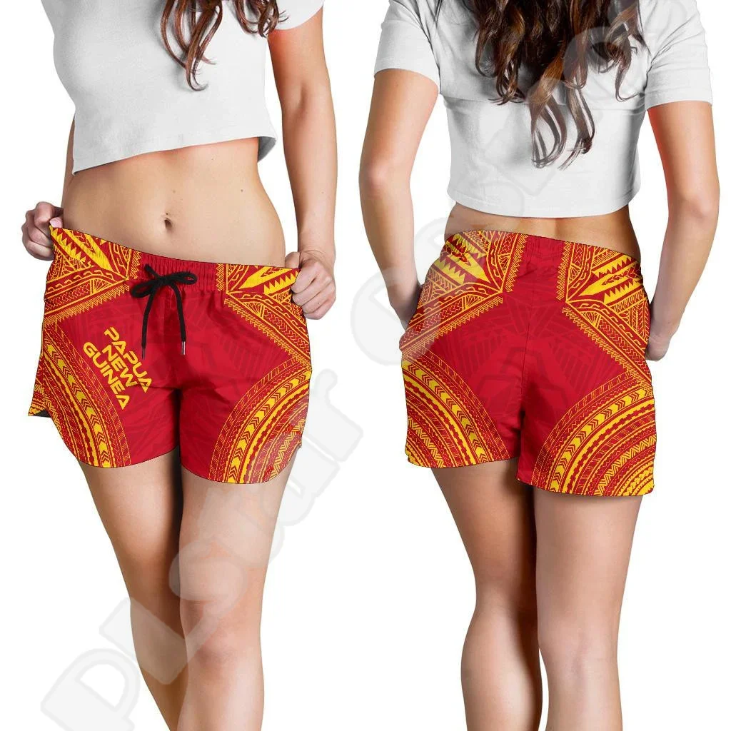 Islands Country Flag Papua New Guinea Culture Tattoo Vintage 3DPrint Casual Summer Harajuku Hot Pants Women Shorts Fitness XA2