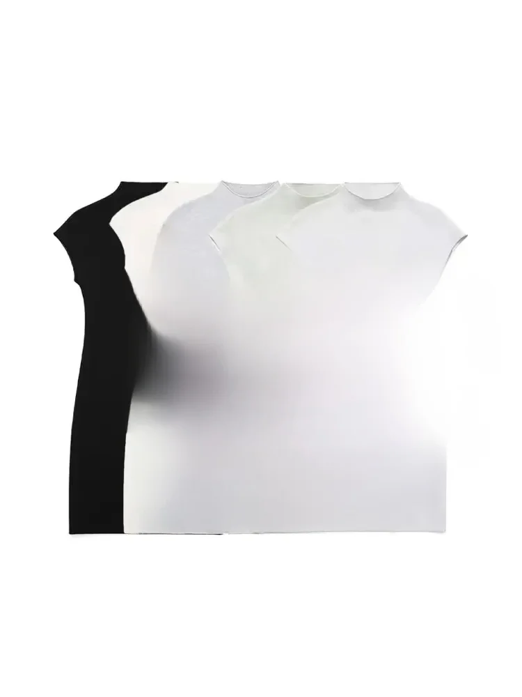 TRZA Damesmode stretch gebreide mini-jurk Vintage hoge hals mouwloze vrouwelijke jurken vestidos mujer - afbeelding 2