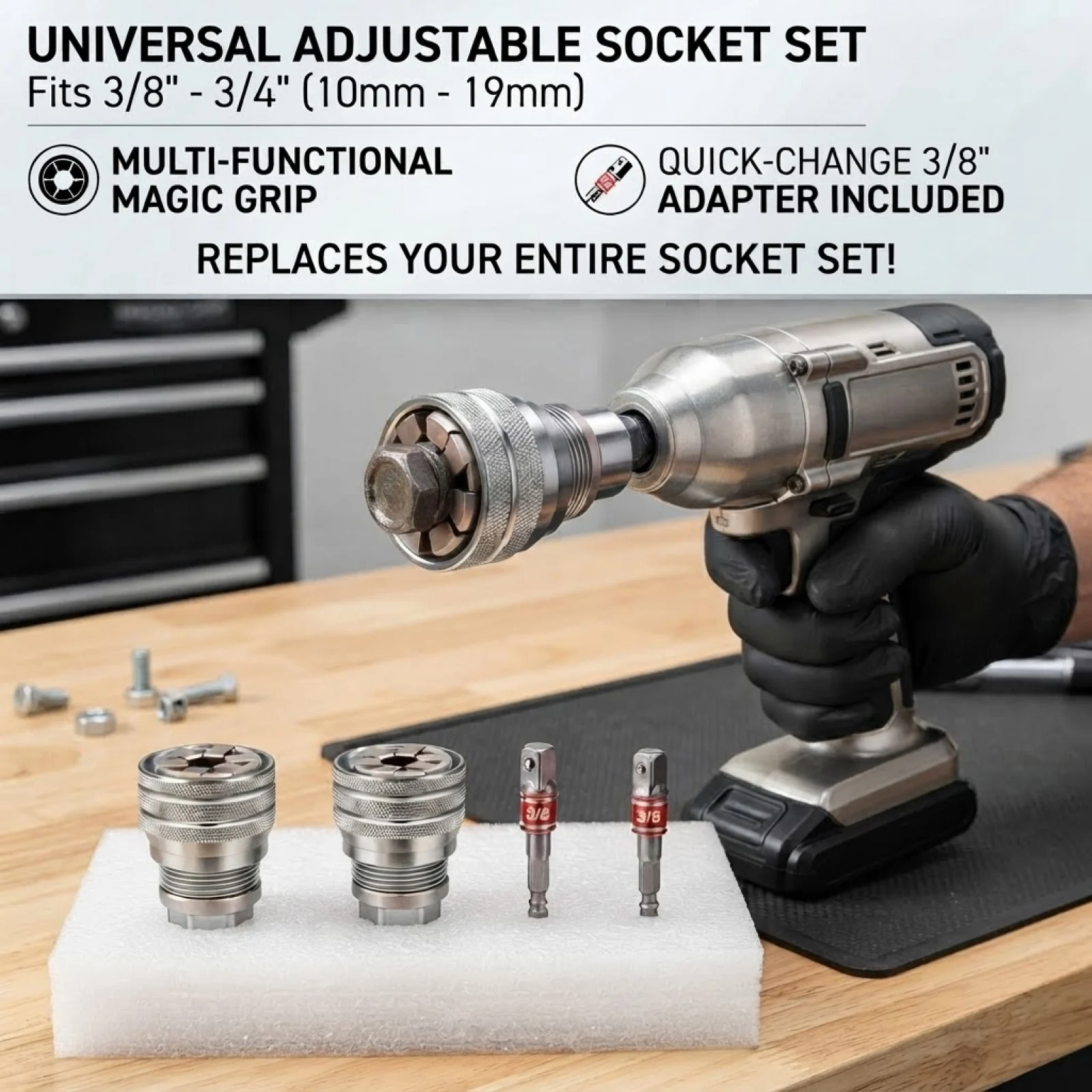 Multifunctional Adjustable Universal Sockets Wrench Tool 10-19mm Auto-Adjusting Wide Compatibility for Mechanics And DIY Enthusi