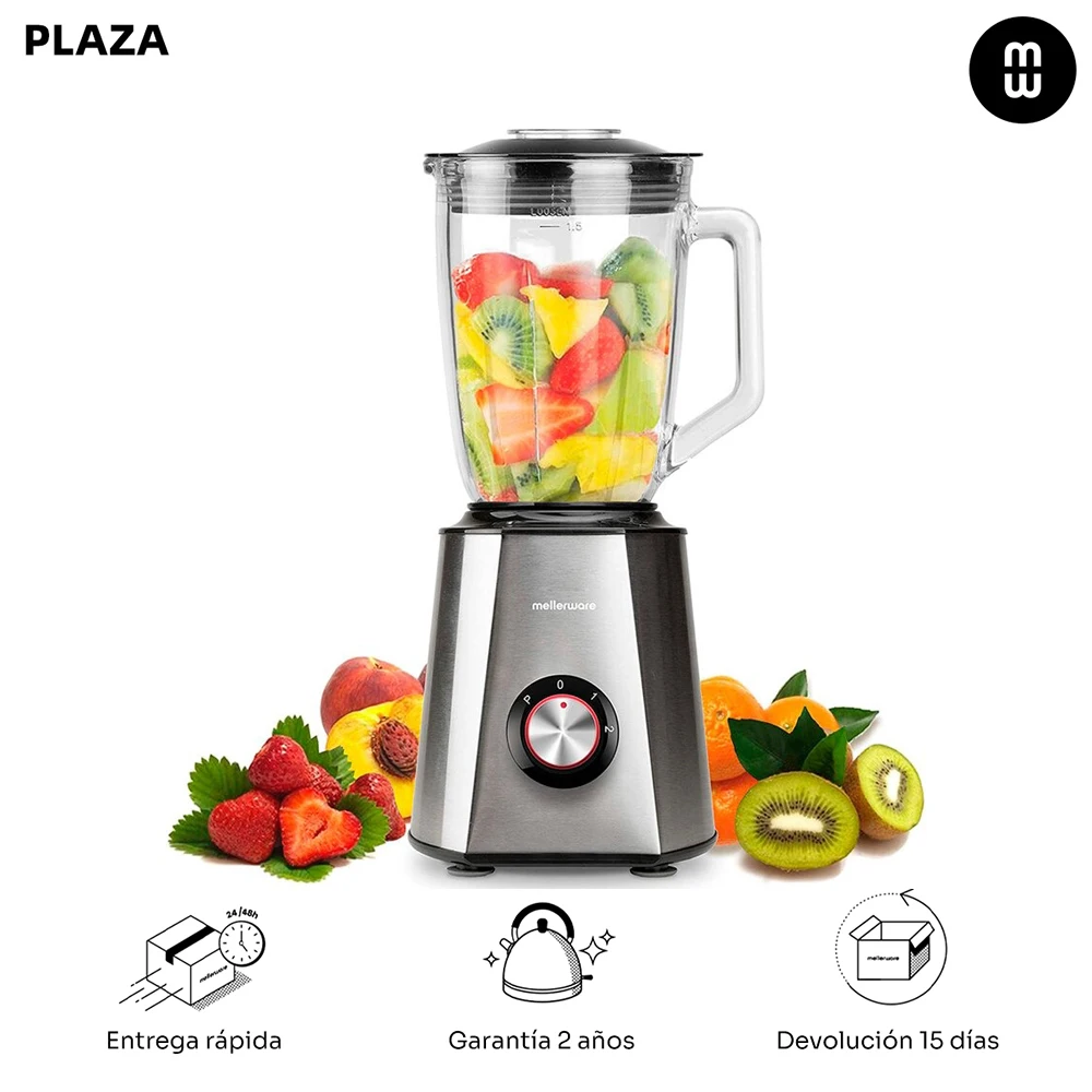 Mixy 1300W electric tumbler mixer. Glass Jar 1,5L Mellerware. 6 blades. Smoothies. Ice pick. INOX. Fruit treatment