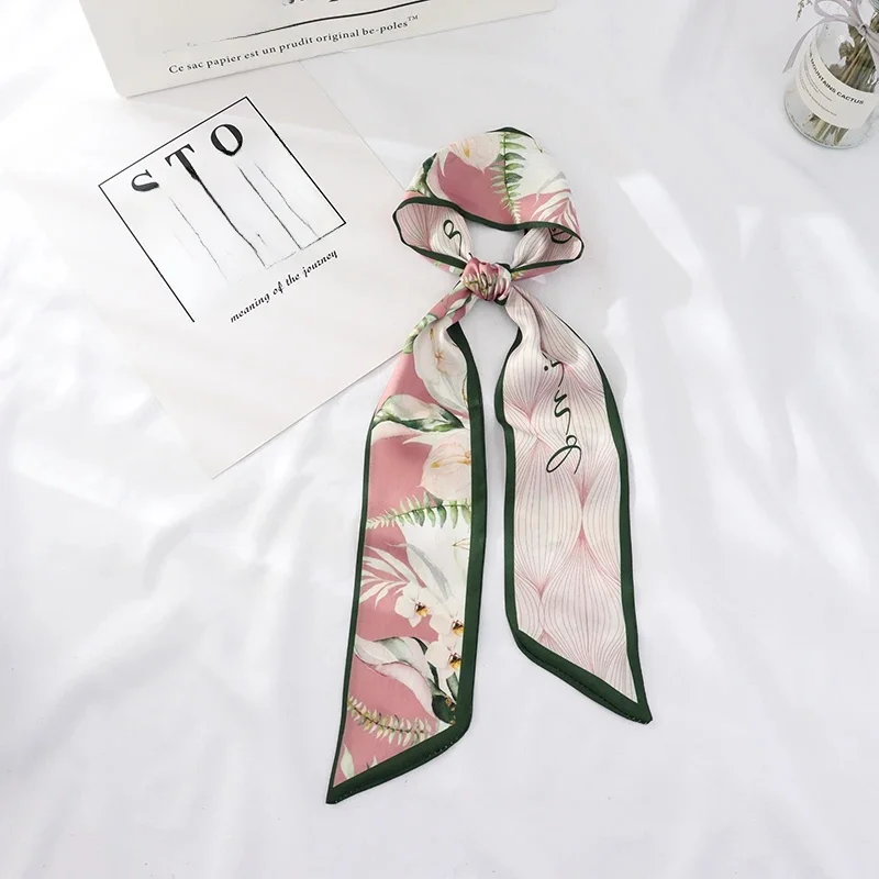 Longue Écharpe d'Été à la Mode pour Femme, 100x7cm, 600 Petites Écharpes, 600 Fleurs, Ruban de Cheveux, Bandeau