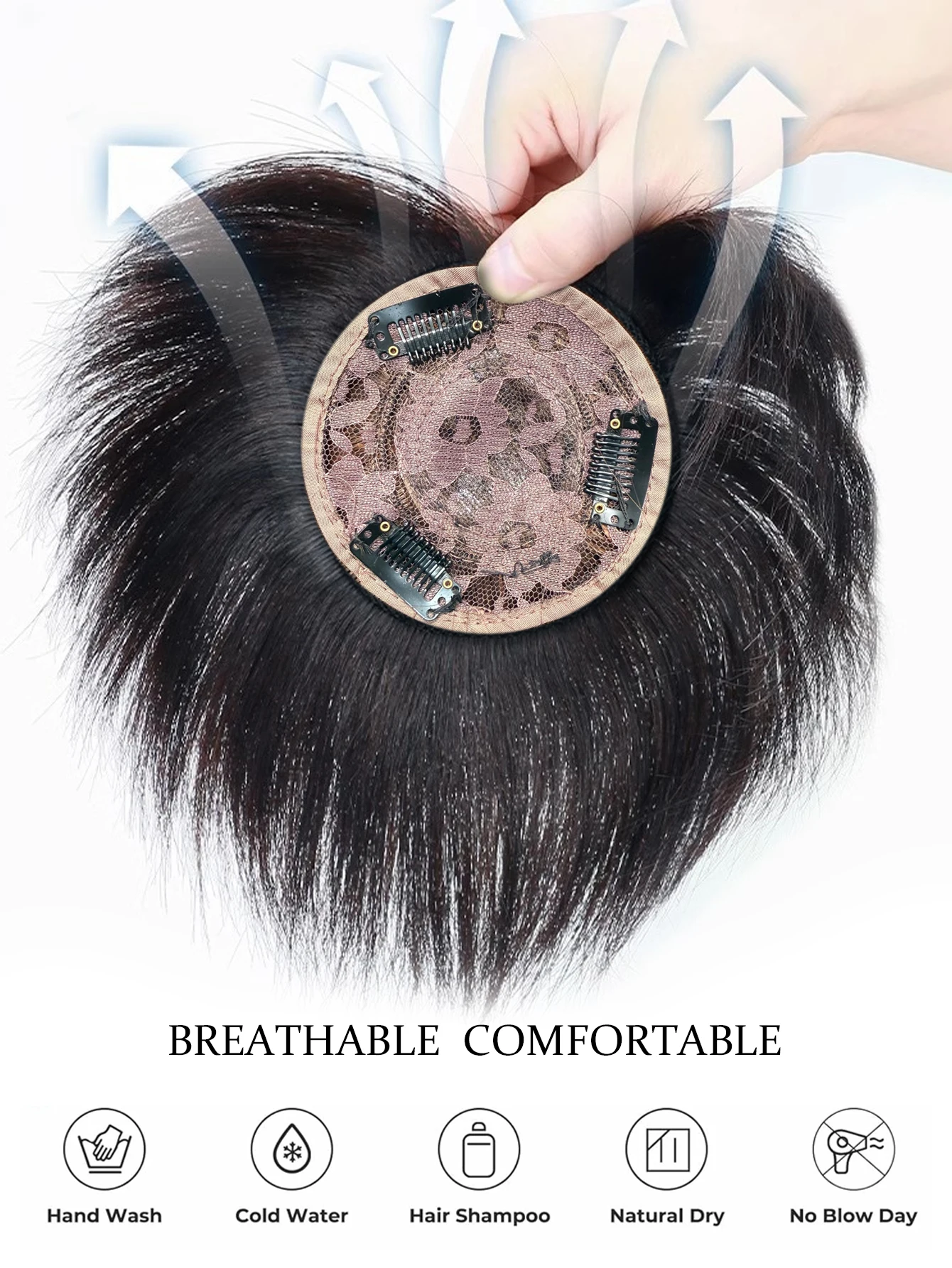 Frange 3D Invisible sans couture, cheveux courts et lisses, frange à Air, couverture de remplacement naturelle Invisible, cheveux blancs