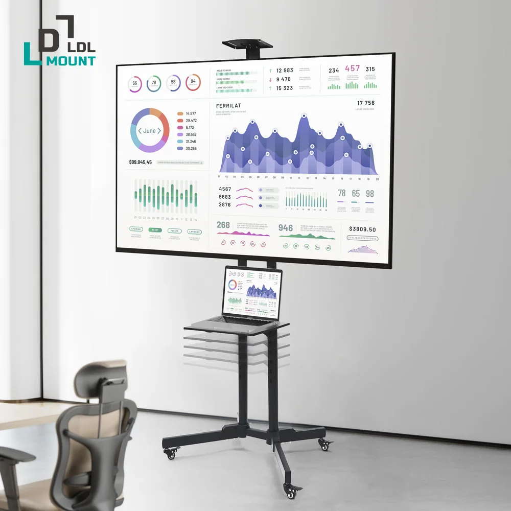 LDL-MOUNT 이동식 높이조절 대형 TV 스탠드 32~65인치 거치대 선반 포함 APL-RM1600