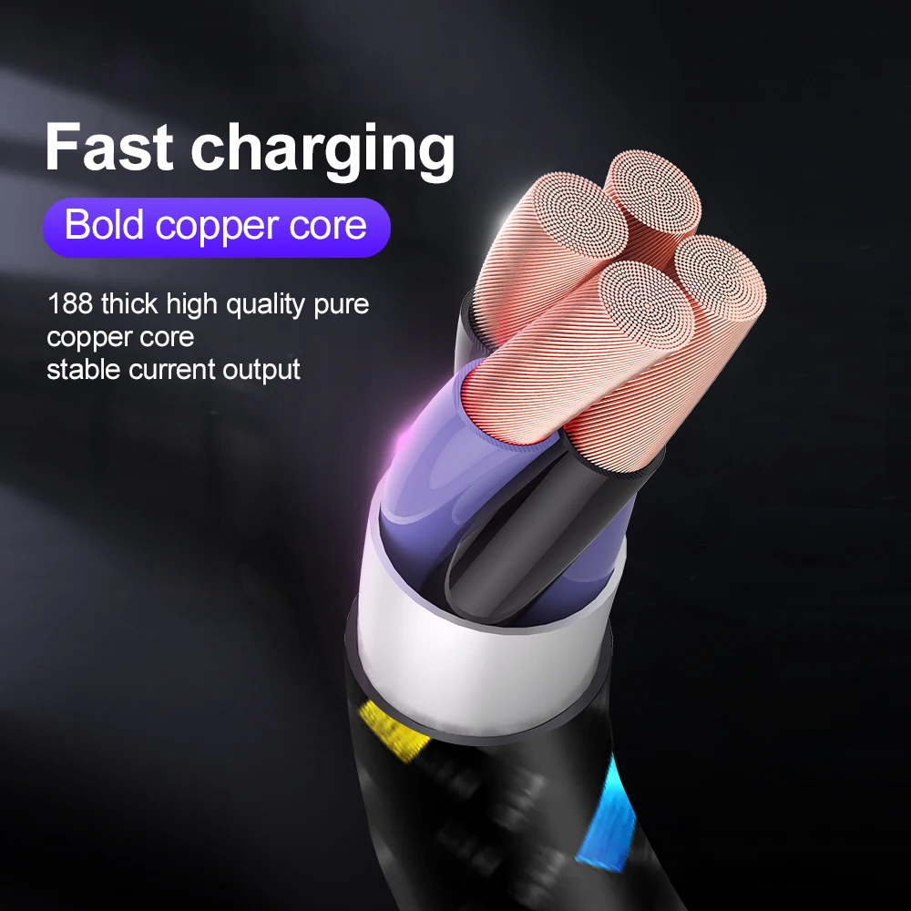 3A USB C Cable Fast Charging Cable USB Type C Data Cord USB C Quick Charger Wire For SamsungS20 Xiaomi Huawei Mobile Phone Cable