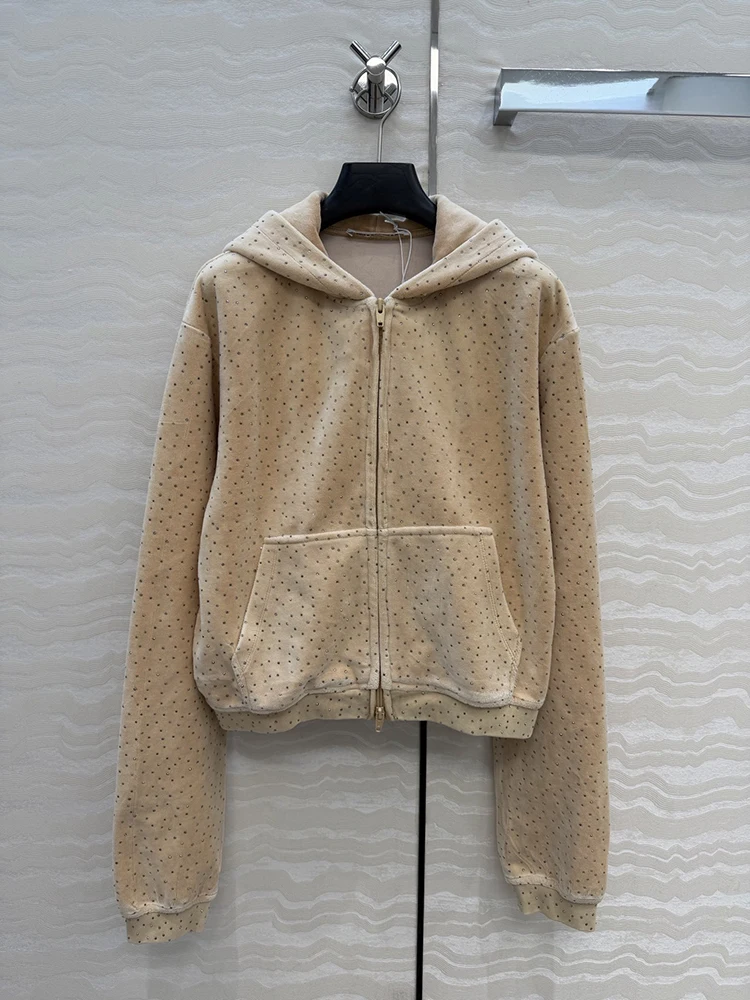 

Осень-зима, новый стиль, бархатная вспышка, капюшон с капюшоном, маленькое пальто, женское серое модное трендовое универсальное пальто, куртка