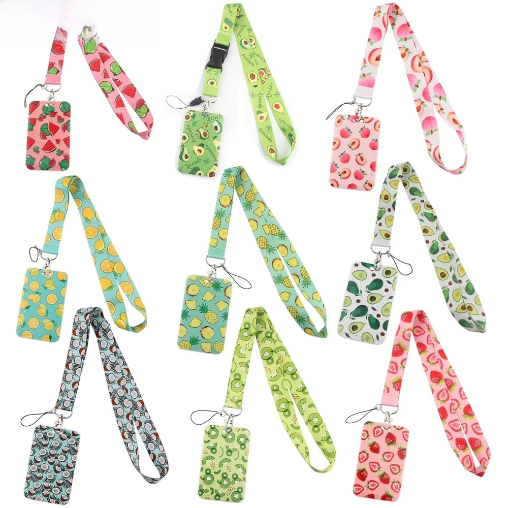 CB542 – sangle de cou à motif de fruits d'été, corde de suspension pour clé, carte d'identité, sangles de téléphone portable, lanière pastèque fraise, porte-Badge