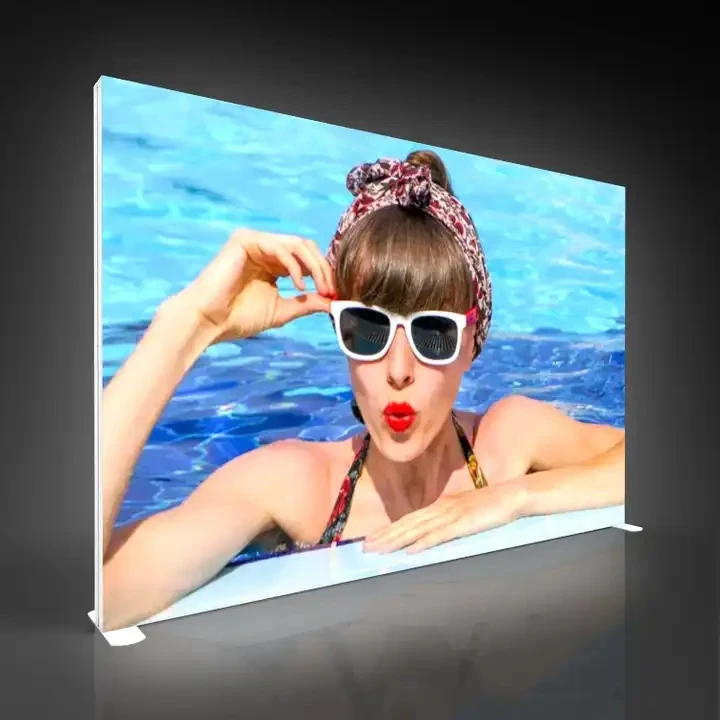Free Standing SEG Lightbox for Exhibition Display Doubled Side Aluminium Extruded Profile Frame Textile Lightbox