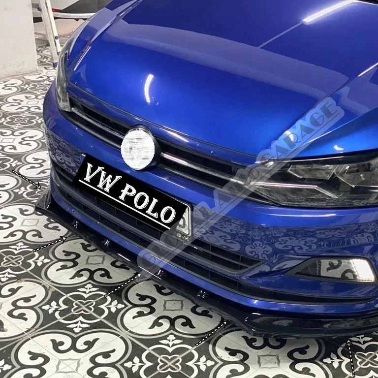 For VOLKSWAGEN POLO Front Bumper Attachment Lip 2009-2017 Piano Glossy Black Splitter Diffuser Universal Spoiler Bumper