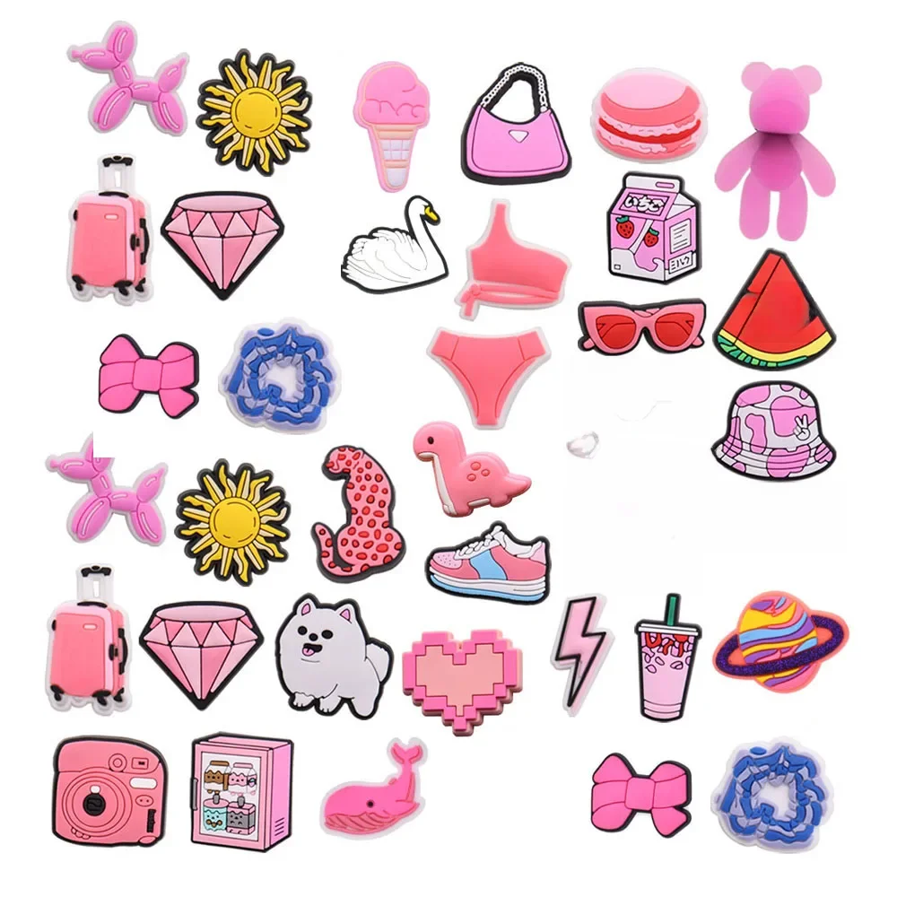 Breloques de chaussures pour Crocs, accessoires, sac à chapeau rose, appareil photo, carnet de notes, sabots, épingles de décoration pour sabots, femmes et enfants, accessoires de chaussures de noël