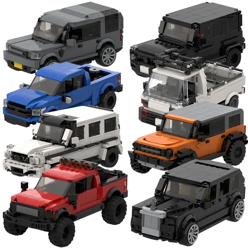 MOC SUV City Car Racer blocs de construction tout-terrain classiques course de briques Super Technique Garage créatif ensemble de bricolage