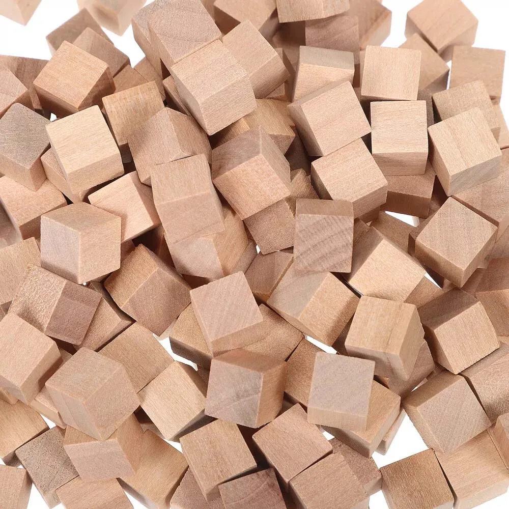 50/100 sztuk drewnianych kostek Małe drewniane klocki DIY Craft Blocks Puste kostki z litego drewna — zdjęcie 7