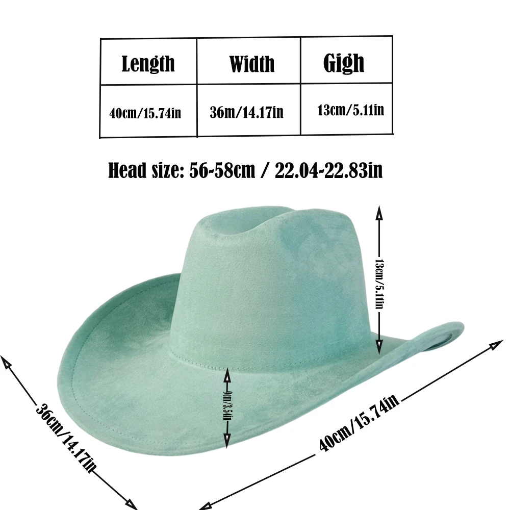 

Double-concave suede wide-brimmed Western cowboy felt hat unisex stylish party hat church hat Cowboy hat