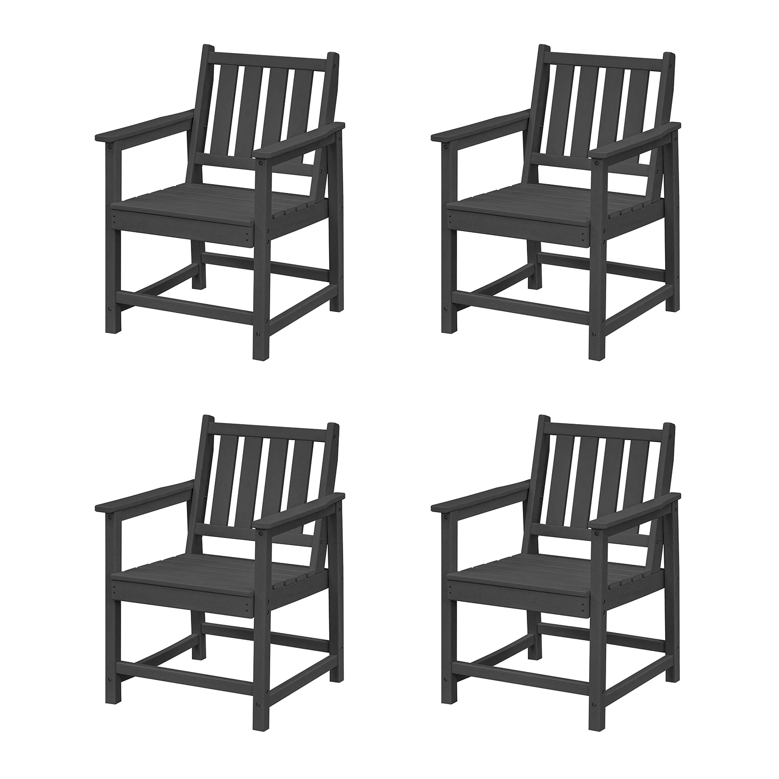 

SeeHill Obsidian 4-Pack HDPE Outdoor Chairs, Ergonomic Patio Dining Chairs with Deep Seating for Deck, Backyard, or Garden