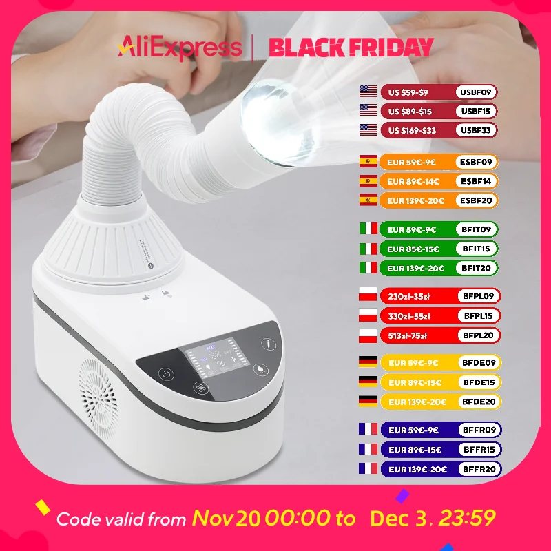 

[ Nail Dust Collecting Machine ] Tabletop Nail Dust Cleaning Machine - ABS - For Dental & Nail Work - 230W Strong Suction