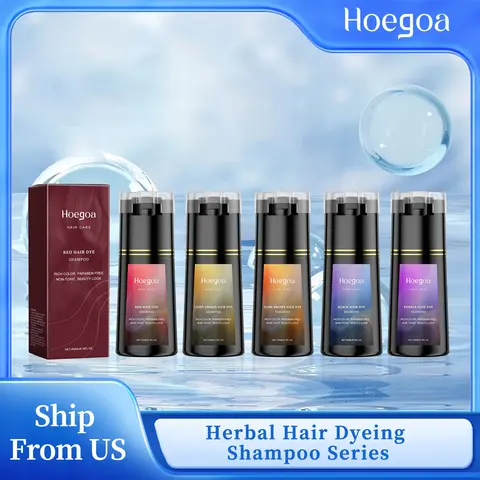 Hoegoa 200ml Hair Dye Shampoo Herbal Diy Fashion Hair Natural Coloring Oil Control Fluffy Nourish Scalp Hair Dyeing Shampoo