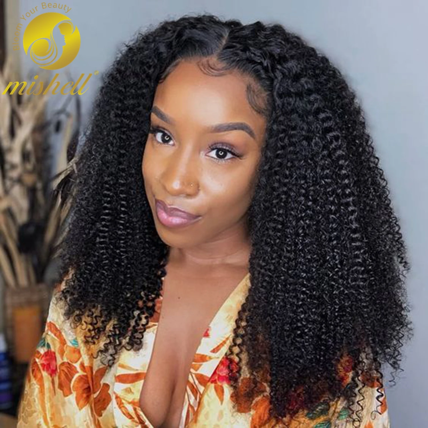 

14-30 Inch Natural Kinky Curly Human Hair Wig 13X4 Transparent Lace Frontal Wig for Women Preplucked with Baby Hair 180% Density