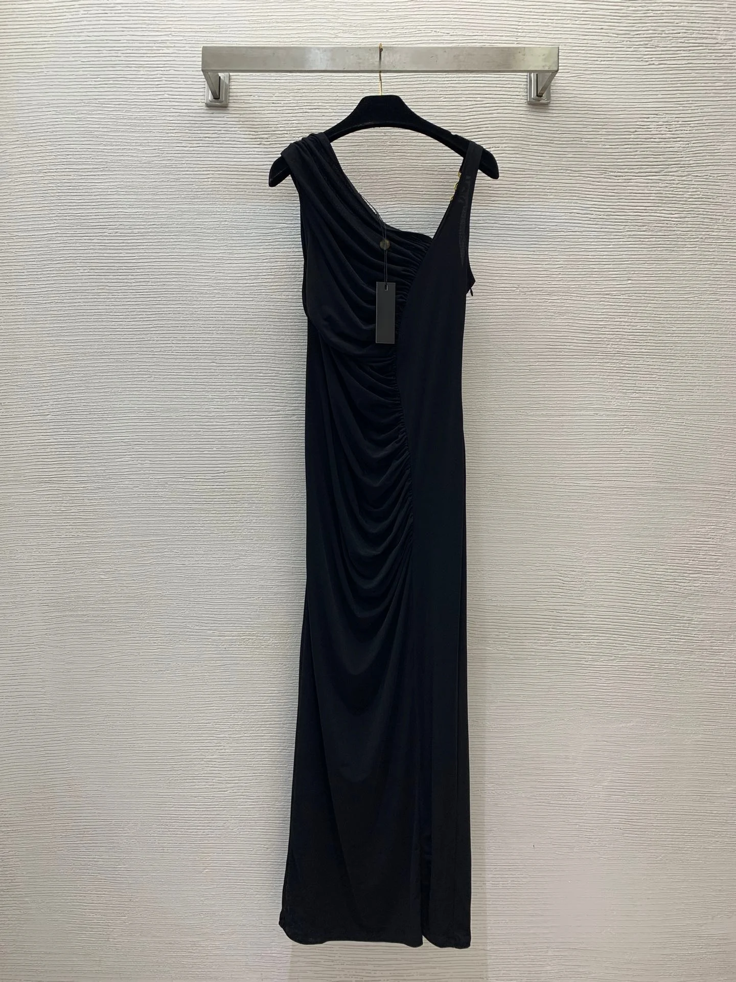 

High quality spring and summer women's pleated splicing high slit sexy slim fit dress dress HL021