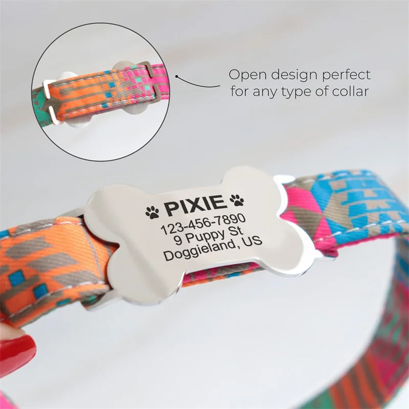 Custom Curved Pet Collar Nameplate Engraving Anti-Lost ID Tag for Cats And Dogs Accessories Personalized Name Collar