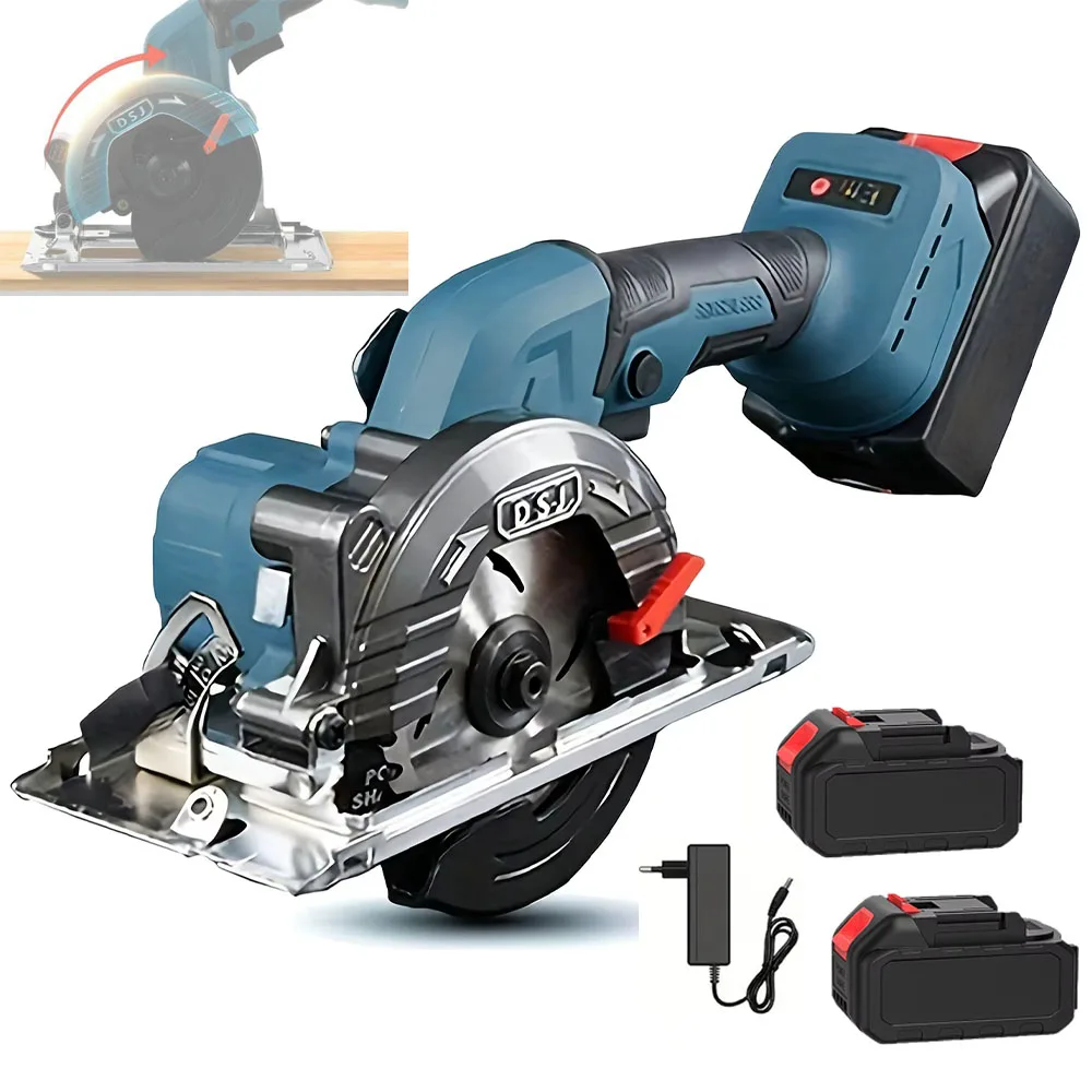 DWiusty 5 Zoll Bürstenlose Elektrische Kreissäge 0-45° °   Einstellbares 125-mm-Multifunktions-Schneidwerkzeug für Makita 21-V-Akku