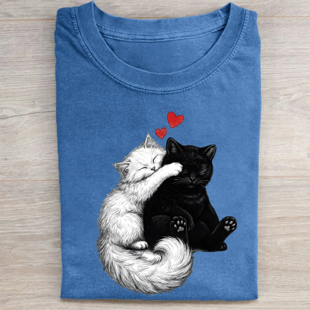 愛猫グラフィック T シャツ ルーズ ユニセックス カジュアル アパレル 快適 トレンディ ストリートウェア 猫ファン 日常着 フェスティバル パーティー衣装