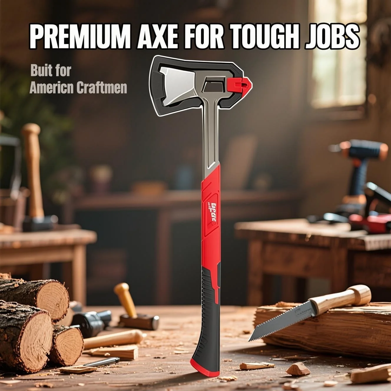 Professional 26 Inch Wood Splitting Axe Heavy Duty Forged Steel Construction Ergonomic Fiberglass Handle Shock Absorption Grip for Log Splitting Firewood Chopping Camping Outdoor Survival Tools Prime