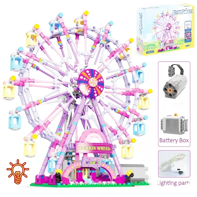 ZKZC City Friends MOC Rotating Ferris Wheel Building Blocks